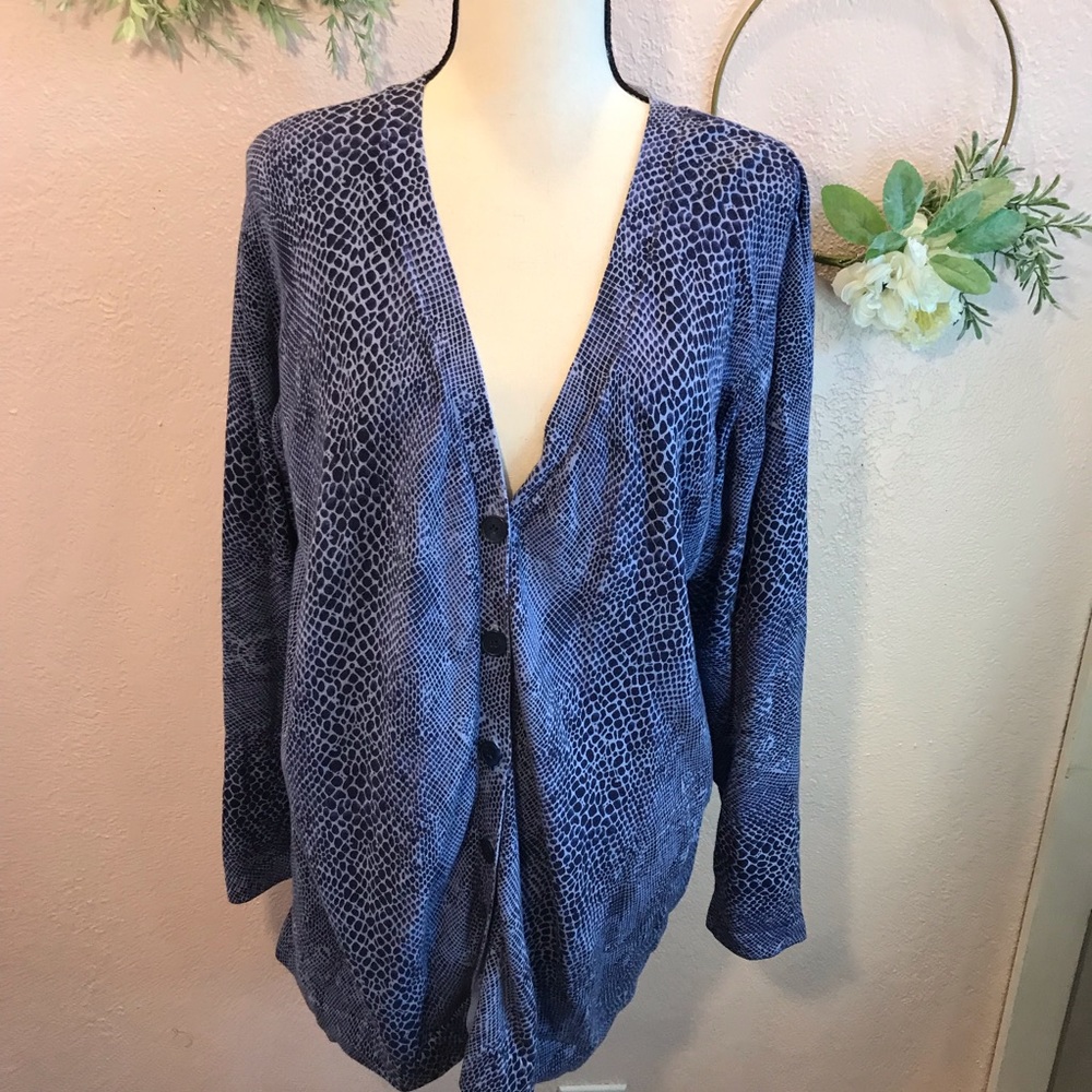 Isaac Mizrahi Live Blue Button Down Cardigan Sweater